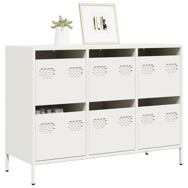 vidaXL skænk 101,5x39x73,5 cm koldvalset stål hvid