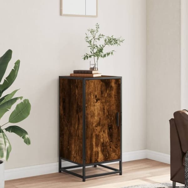 vidaXL Skjenk røkt eik 35,5x35x76 cm konstruert tre og metall