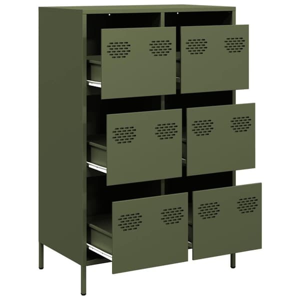 vidaXL skab 68x39x101,5 cm stål olivengrøn