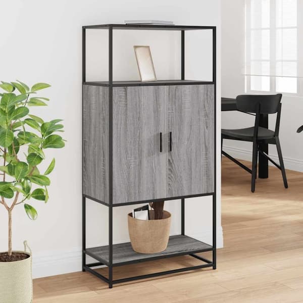 vidaXL Högskåp grå sonoma 68x35x139 cm konstruerat trä och metall