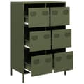 Miniatyrbilde 5 av 11: vidaXL Highboard olivengrønn 68x39x101,5 cm stål