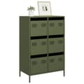 Miniatyrbilde 2 av 11: vidaXL Highboard olivengrønn 68x39x101,5 cm stål