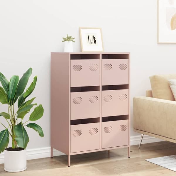 vidaXL skab 68x39x101,5 cm stål lyserød