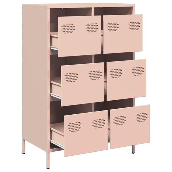 vidaXL skab 68x39x101,5 cm stål lyserød