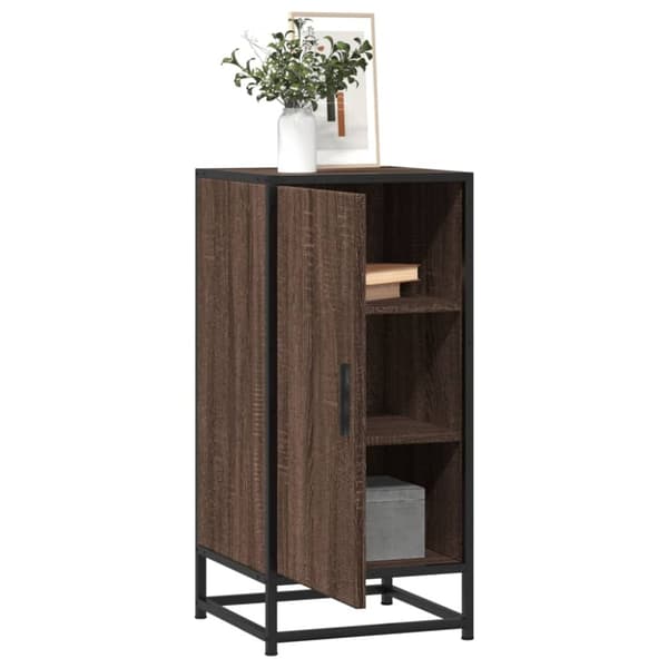 vidaXL skab 35,5x35x76 cm konstrueret træ og metal brun egetræsfarve