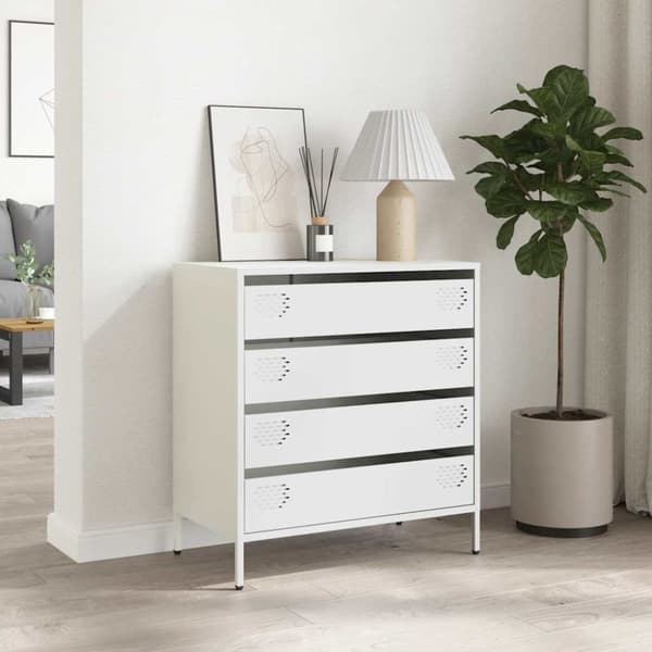 vidaXL skab 68x39x73,5 cm koldvalset stål hvid