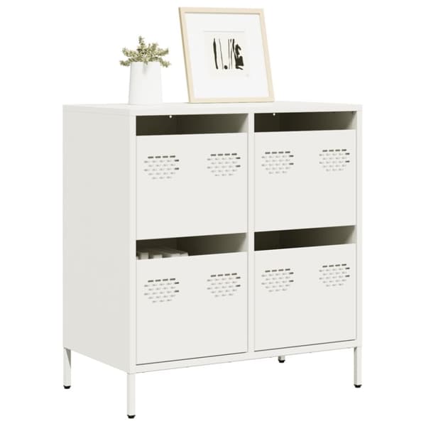 vidaXL Skjenk hvit 68x39x73,5 cm kaldvalset stål