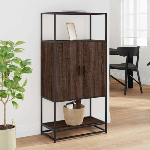 vidaXL Highboard brun eik 68x35x139 cm konstruert tre og metall