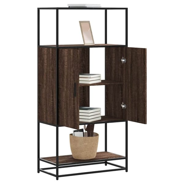 vidaXL Highboard brun eik 68x35x139 cm konstruert tre og metall