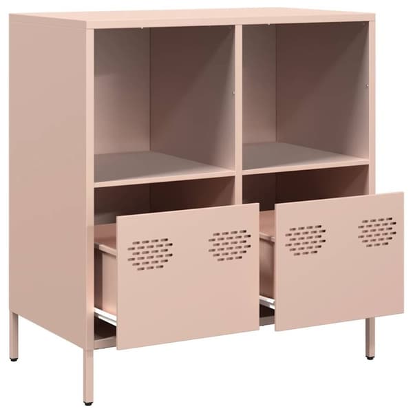 vidaXL skab 68x39x73,5 cm koldvalset stål lyserød