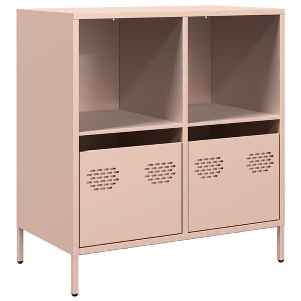 vidaXL skab 68x39x73,5 cm koldvalset stål lyserød