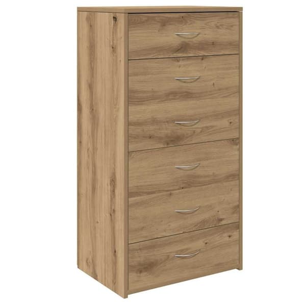 vidaXL skænk med 6 skuffer 50x34x96 cm konstrueret træ artisan egetræ