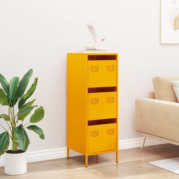 vidaXL højskab 39x35x103,5 cm stål sennepsgul