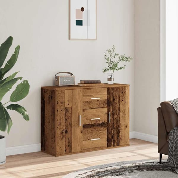vidaXL skænk 90x29,5x65 cm konstrueret træ antikt trælook