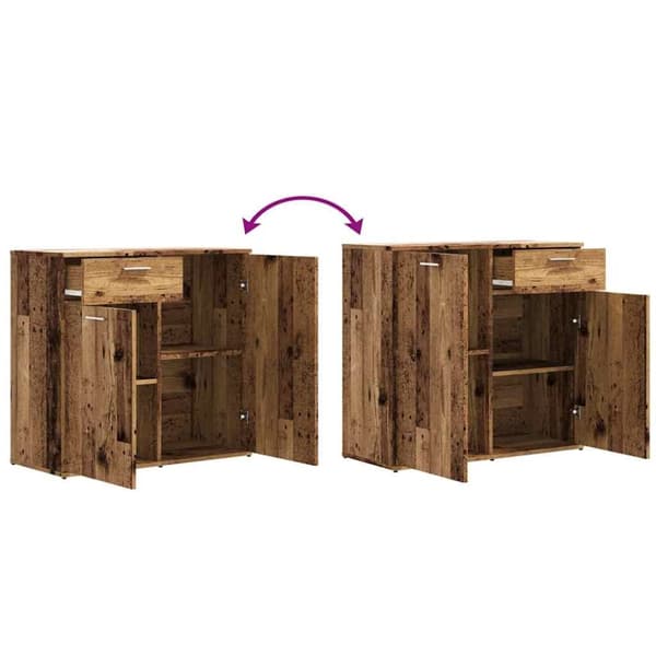 vidaXL skænk 80x36x75 cm konstrueret træ antikt træ