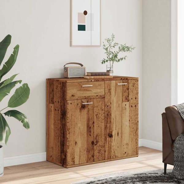 vidaXL skænk 80x36x75 cm konstrueret træ antikt træ