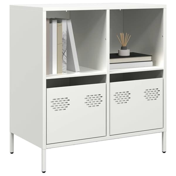 vidaXL Skjenk hvit 68x39x73,5 cm kaldvalset stål