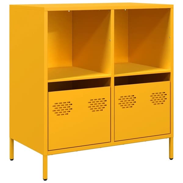 vidaXL Skjenk sennepsgul 68x39x73,5 cm kaldvalset stål