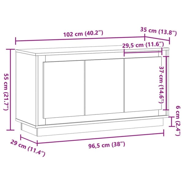 vidaXL Skjenk gammelt tre 102x35x55 cm konstruert tre