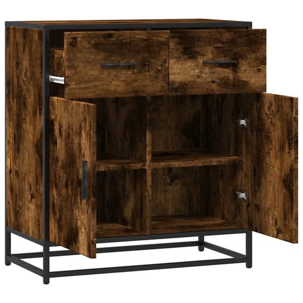 vidaXL skab 68x35x76 cm konstrueret træ røget egetræsfarve