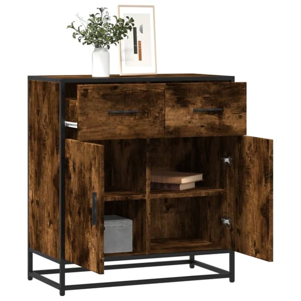 vidaXL skab 68x35x76 cm konstrueret træ røget egetræsfarve