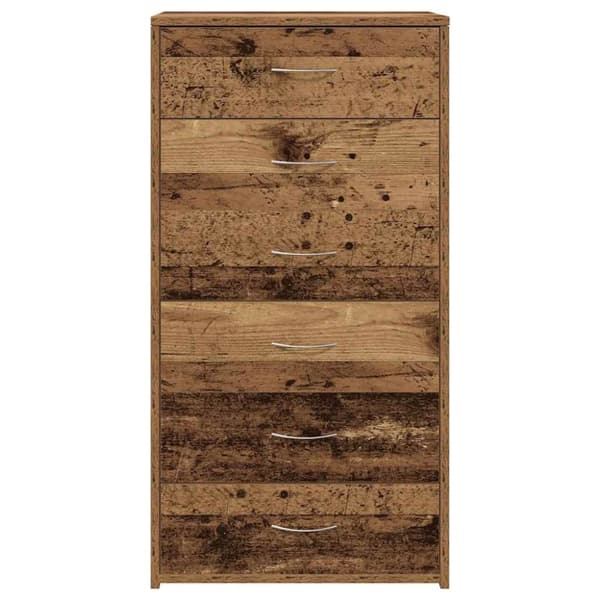vidaXL kommode med 6 skuffer 50x34x96 cm konstrueret træ gammelt træ