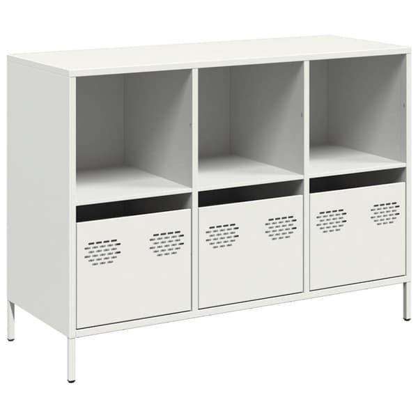 vidaXL skænk 101,5x39x73,5 cm koldvalset stål hvid