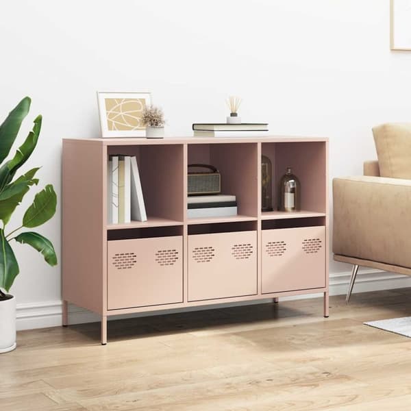 vidaXL Skjenk rosa 101,5x39x73,5 cm kaldvalset stål