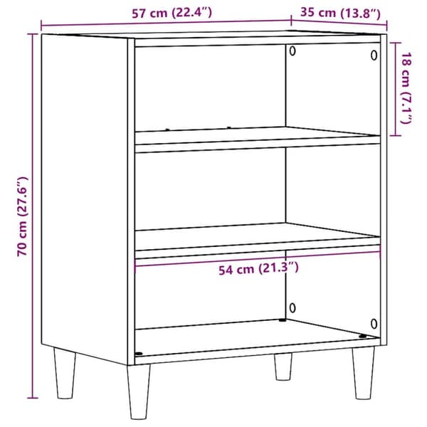vidaXL Skjenk artisan eik 57x35x75 cm konstruert tre