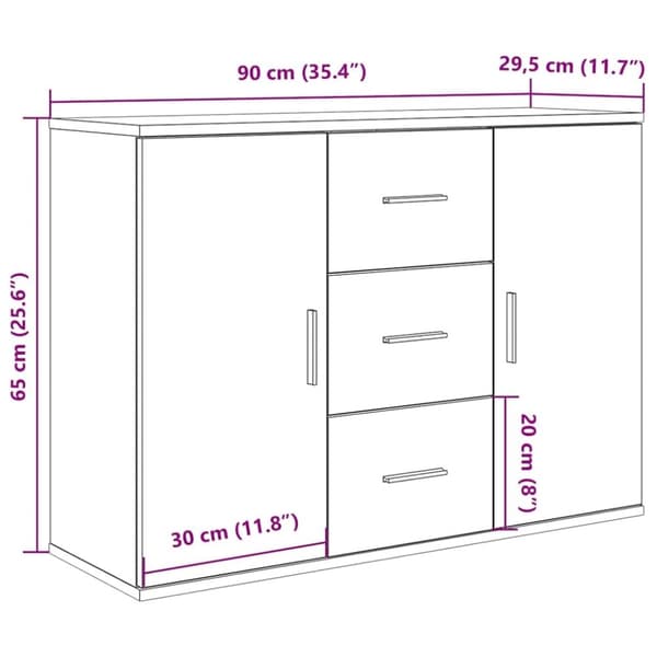 vidaXL skænk 90x29,5x65 cm konstrueret træ kunsteg