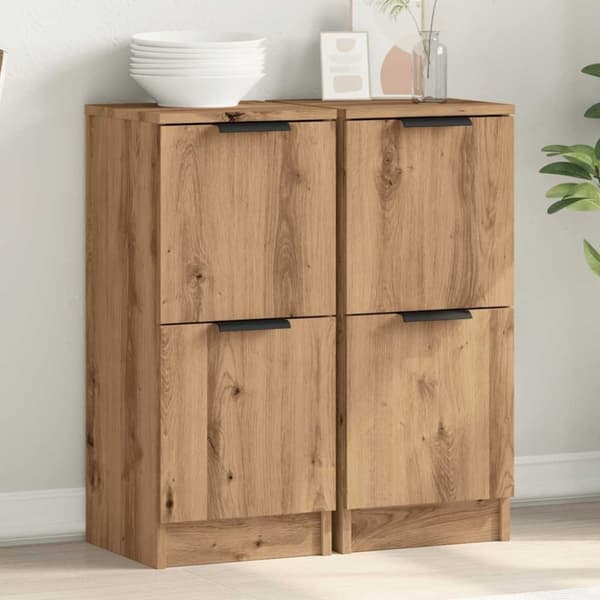 vidaXL skænke 2 stk. 30x30x70 cm konstrueret træ kunsteg