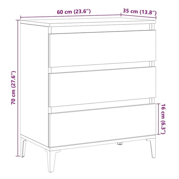 vidaXL skænk 60x35x70 cm konstrueret træ egetræsfarve