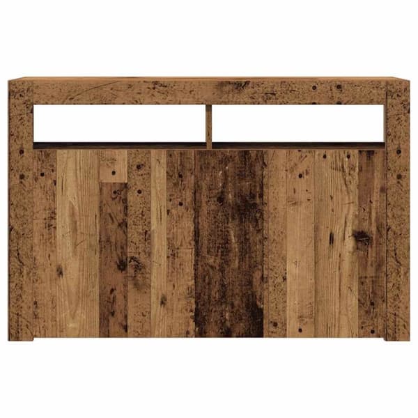 vidaXL Skänk med LED åldrat trä 115,5x30x75 cm konstruerat trä