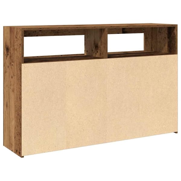 vidaXL Skänk med LED åldrat trä 115,5x30x75 cm konstruerat trä