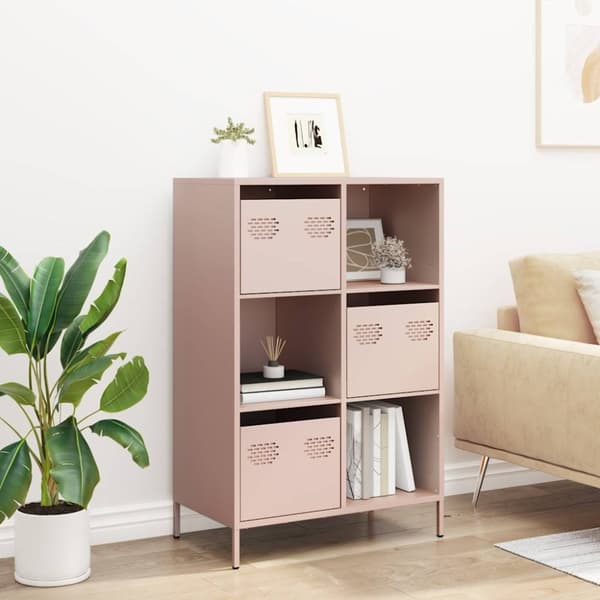 vidaXL Högskåp rosa 68x39x103,5 cm stål