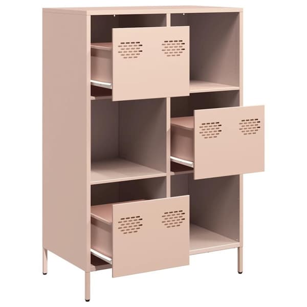 vidaXL Högskåp rosa 68x39x103,5 cm stål
