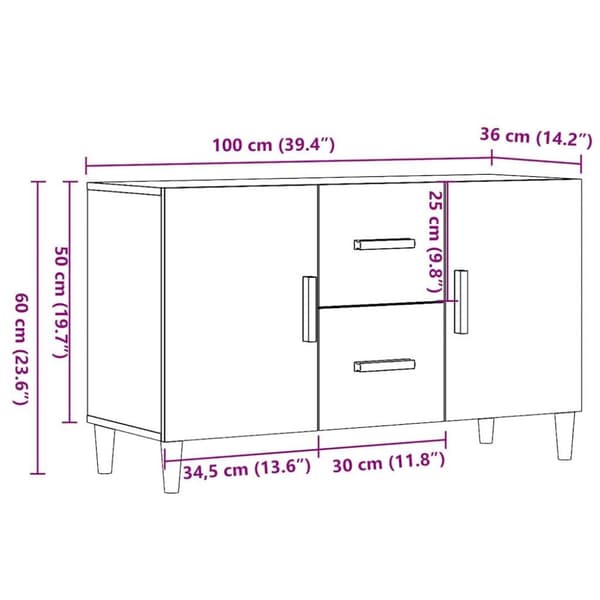 vidaXL Skänk gammalt trä 100x36x60 cm konstruerat trä