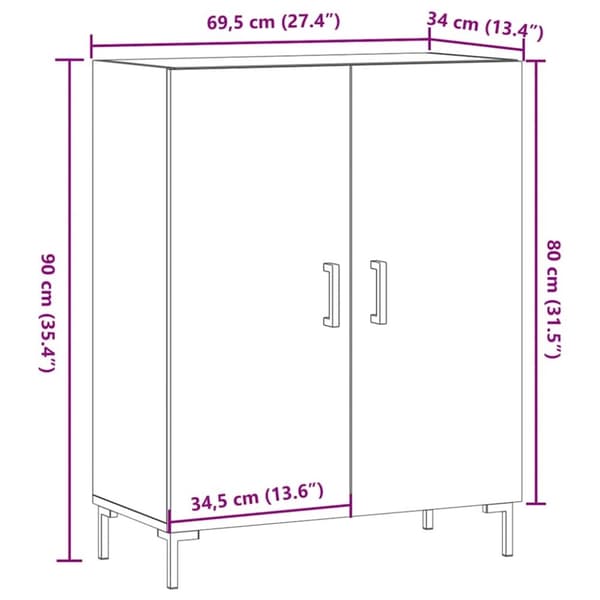 vidaXL skab 69,5x34x90 cm konstrueret træ kunsteg