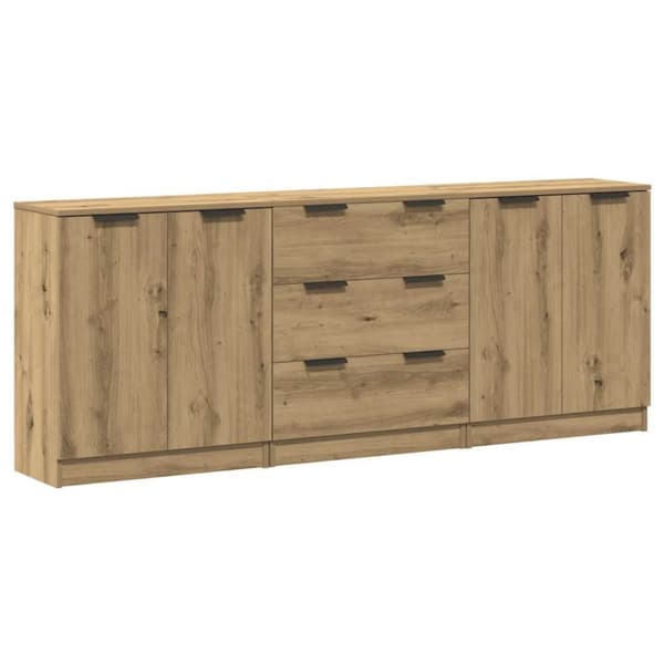 vidaXL Skänkar 3 delar ek 60x30x70 cm konstruerat trä