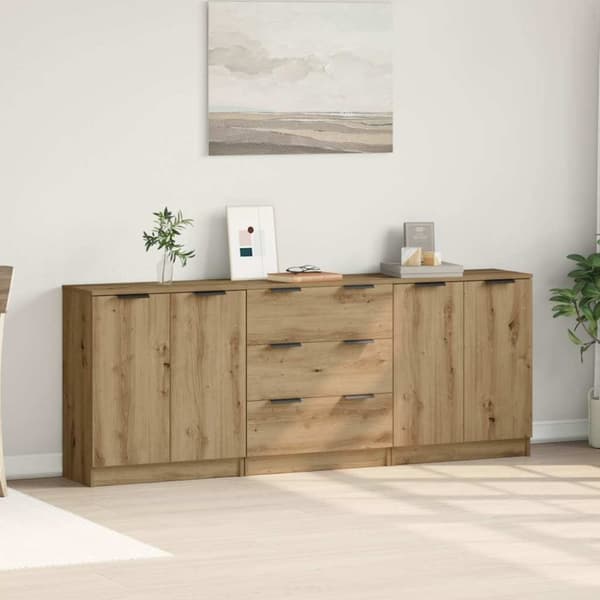 vidaXL Skänkar 3 delar ek 60x30x70 cm konstruerat trä
