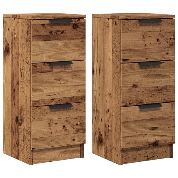 vidaXL skænke 2 stk. 30x30x70 cm konstrueret træ antikt træ