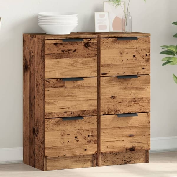 vidaXL skænke 2 stk. 30x30x70 cm konstrueret træ antikt træ