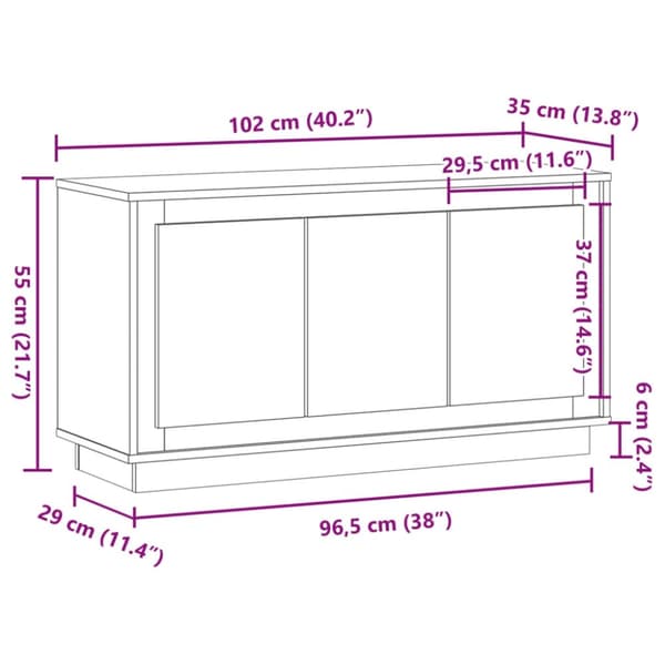 vidaXL skænk 102x35x55 cm konstrueret træ kunsteg