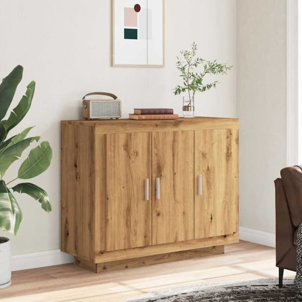 vidaXL skænk 92x35x75 cm konstrueret træ artisan eg