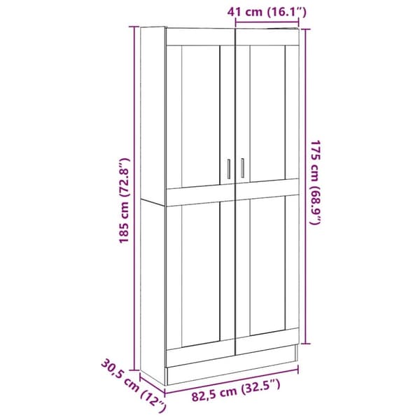 vidaXL højskab 82,5x30,5x185 cm konstrueret træ antikt træ