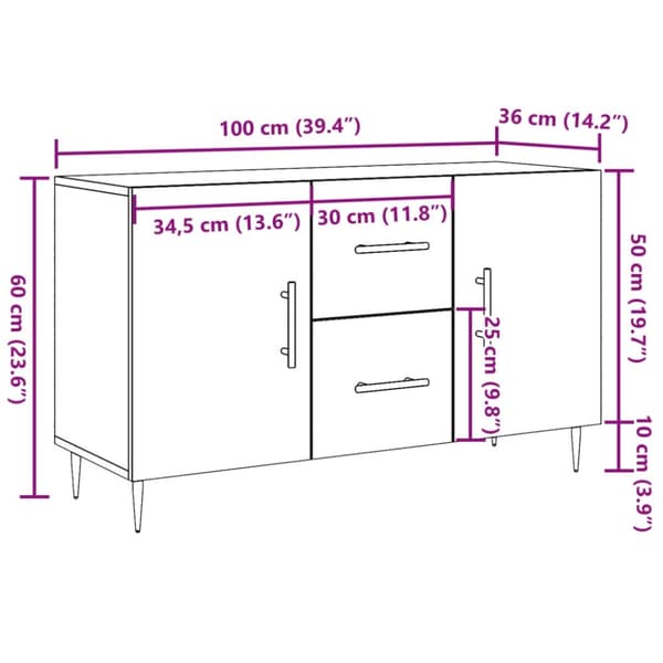 vidaXL skænk 100x36x60 cm konstrueret træ gammelt træ-look