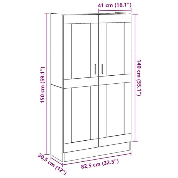 vidaXL Highboard artisan eik 82,5x30,5x150 cm konstruert tre