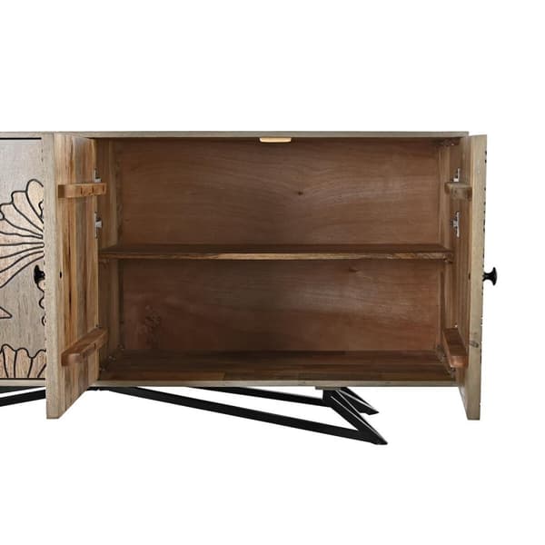 Skänk DKD Home Decor Naturell Grå Metall Mangoträ (177 x 45 x 74 cm)