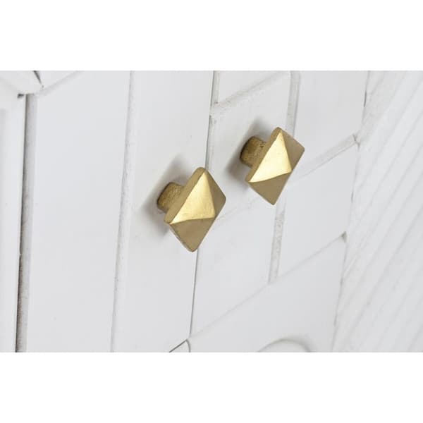 Skänk DKD Home Decor Romb Vit Mässing Mangoträ (157 x 43 x 84 cm)