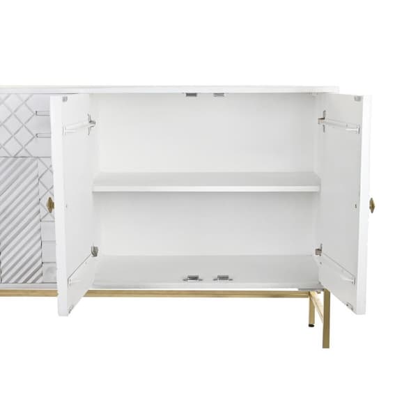 Skänk DKD Home Decor Romb Vit Mässing Mangoträ (157 x 43 x 84 cm)